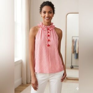 J CREW Y2K Geometric Print 100% Cotton Top Size Medium with Buttons